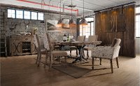 7PC:HM4280,8006,8007 Driftwood 7 Piece Dining Set with Script Chairs - Metropolitan