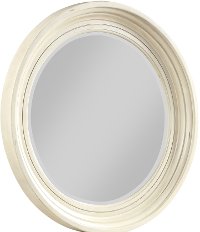 Linen White Rustic Contemporary Round Mirror - Bohemian