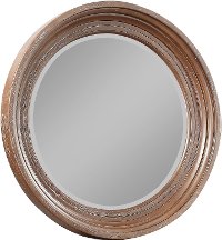 Cocoa Brown Rustic Contemporary Round Mirror - Bohemian