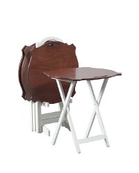 Hazelnut and White Laptop Folding Tray Tables