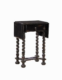 Distressed Black Gateleg Flip Table with Rope Twist Legs