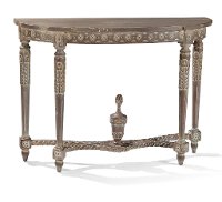 Mahogany and White Paint Highlighted Console Table