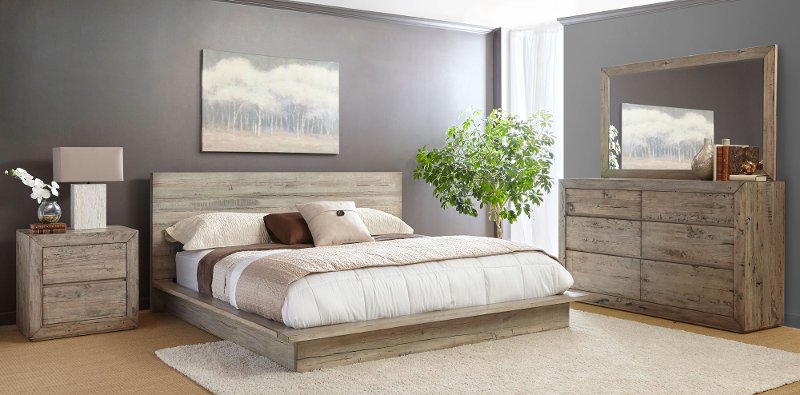modern rustic 4 piece california king bedroom set - renewal