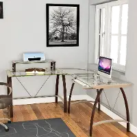 Contemporary L Shaped Glass Corner Desk - Kayden