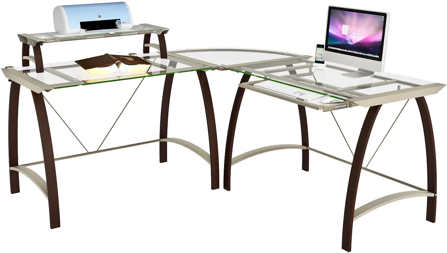 Contemporary L Shaped Glass Corner Desk - Kayden-2