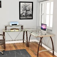Contemporary L Shaped Glass Corner Desk