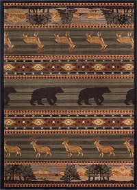 NTR6588 4x6 4 x 6 Small Green Lodge Area Rug - Nature