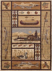 NTR6632 4x6 4 x 6 Small Beige Lodge Area Rug - Nature