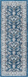 KNS1007 3x8 Navy, Gray, and Aqua 7 Foot Runner Rug - Kensington