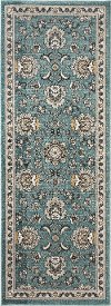 KNS1119 3x8 Aqua, Gray, and Navy 7 Foot Runner Rug - Kensington