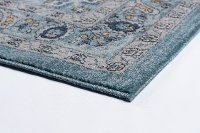 KNS1219 3x8 Aqua, Gray, and Navy 7 Foot Runner Rug - Kensington