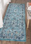 KNS1219 3x8 Aqua, Gray, and Navy 7 Foot Runner Rug - Kensington-5