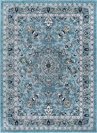 KNS1219 5x8 5 x 7 Medium Aqua, Gray & Navy Area Rug - Kensington