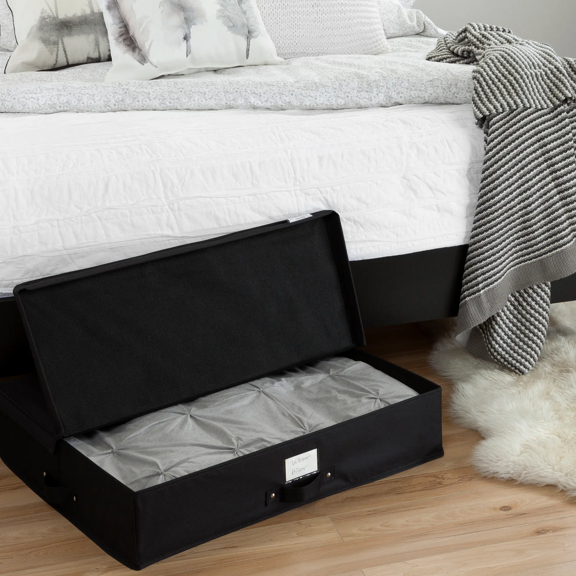 100039 Black Canvas Underbed Storage Box - Storit -8