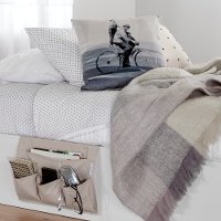 100043 Beige Canvas Bedside Storage Caddy - Storit