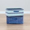 100057 Blue Chambray and Oval Pattern Nightstand Baskets - Storit -1