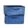 100056 Blue Chambray Pattern Nightstand Baskets - Storit -2
