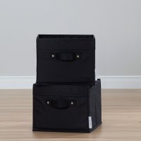 100030 Black Canvas Baskets 2-Pack - Storit