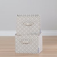 100035 Beige Canvas Baskets with Pattern - Storit