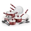 Red 14 Piece Ceramic Cookware Set
