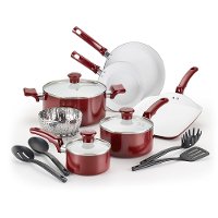 Red 14 Piece Ceramic Cookware Set