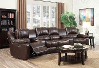 Molasses Brown 6 Piece Leather-Match Home Theater Seating - Stern