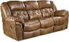 Saddle Brown Leather-Match Manual Reclining Sofa - Cheyenne
