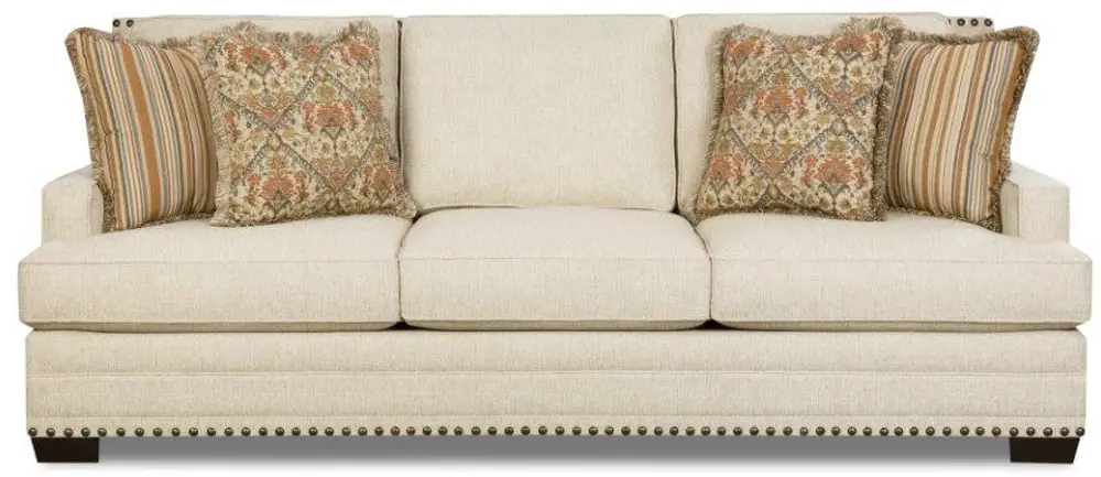 Cream Traditional Contemporary Sofa - Linen-1