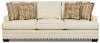 Cream Upholstered Traditional Contemporary Sofa - Linen