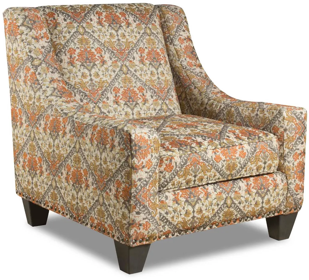 Autumn Orange Traditional Contemporary Accent Chair - Linen-1