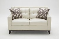 Contemporary Taupe Leather Loveseat - Nigel