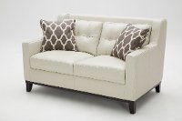 Contemporary Taupe Leather Loveseat - Nigel-2