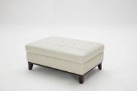 Contemporary Taupe Leather Ottoman - Nigel-2