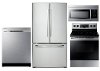 KIT Samsung 4 Piece Electric Kitchen Appliance Package with French Door Refrigerator - Stainless Steel