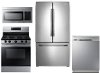 KIT Samsung 4 Piece Gas Kitchen Appliance Package with French Door Refrigerator - Stainless Steel