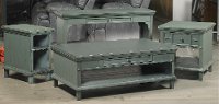 Modern Slate Blue Sofa Table - Smooth Reflections