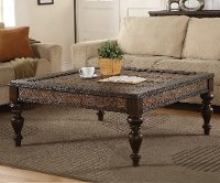 Weathered Oak Brown Square Coffee Table - Bordeaux