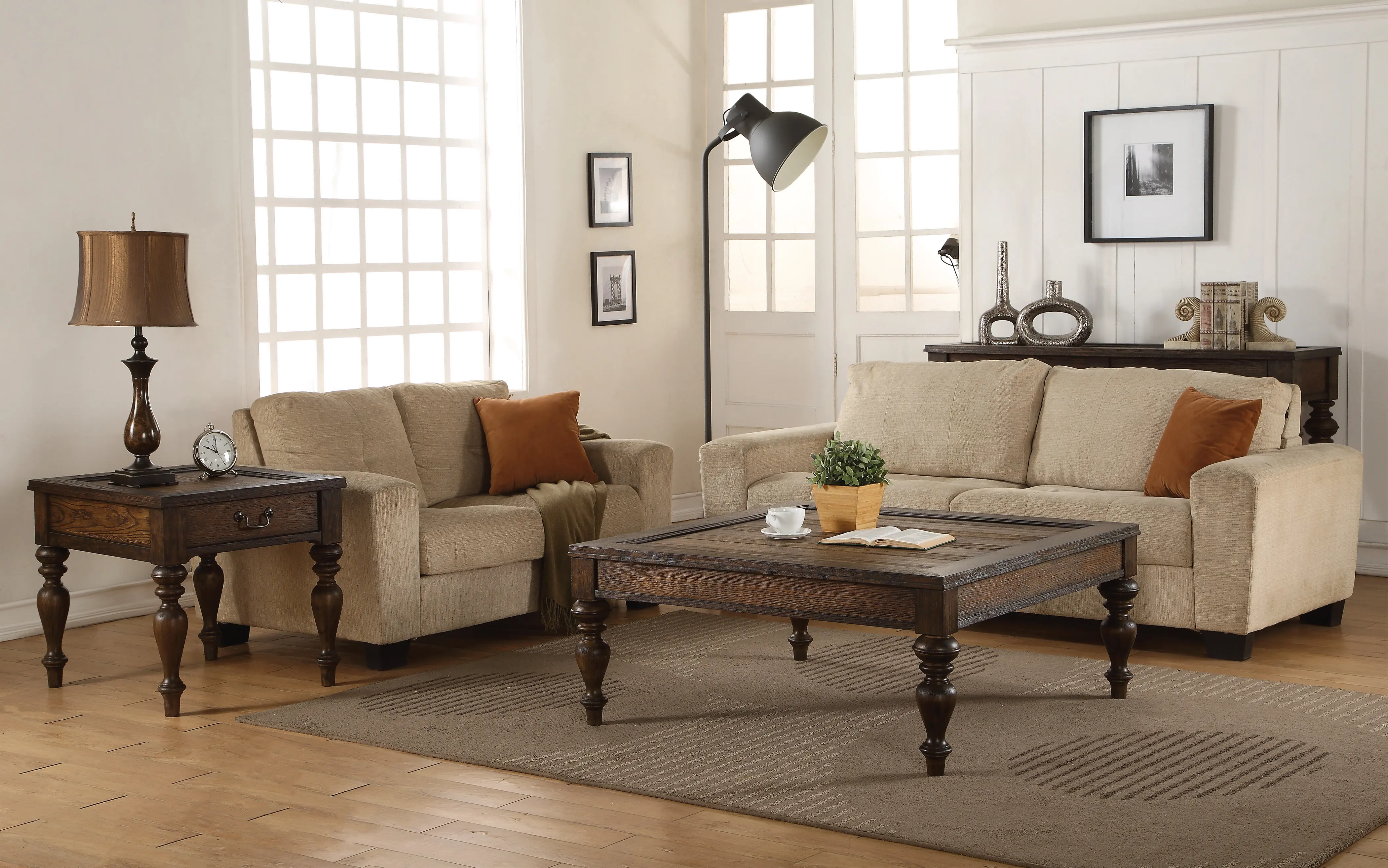 Weathered Oak Brown Square Coffee Table - Bordeaux-2