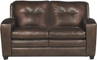 Contemporary Mahogany Brown Leather Loveseat - Roland