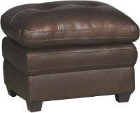Contemporary Mahogany Brown Leather Ottoman - Roland