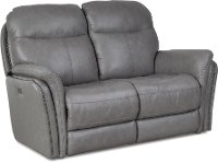 Gray Leather-Match Power Reclining Loveseat - Graham