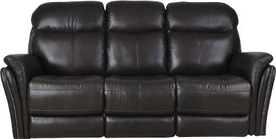 Walnut Brown Leather-Match Power Reclining Sofa - Graham