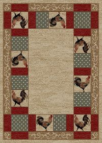 5 x 7 Medium Ivory and Red Barnyard Area Rug - American Destinations