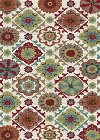 5 x 7 Medium Cream, Red, and Teal Area Rug - Brighton