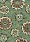5 x 7 Medium Cream, Red, and Teal Blue Rug - Brighton