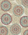 8 x 10 Large Ivory, Teal, and Red Area Rug - Brookwood