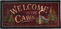 2 x 4 X-Small Welcome To The Cabin Red Area Rug - Cozy Cabin