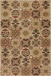 5 x 8 Medium Floral Quilt Sand Brown Area Rug - Harbor Bay