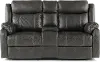 Domino Carbon Gray Reclining Loveseat with Console