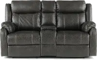 Domino Carbon Gray Reclining Loveseat with Console
